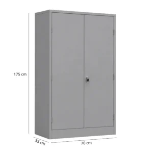 Armário de Aço PA 70 com 02 Portas de Abrir e Fechadura 175x70x35cm multiuso 3 prateleiras