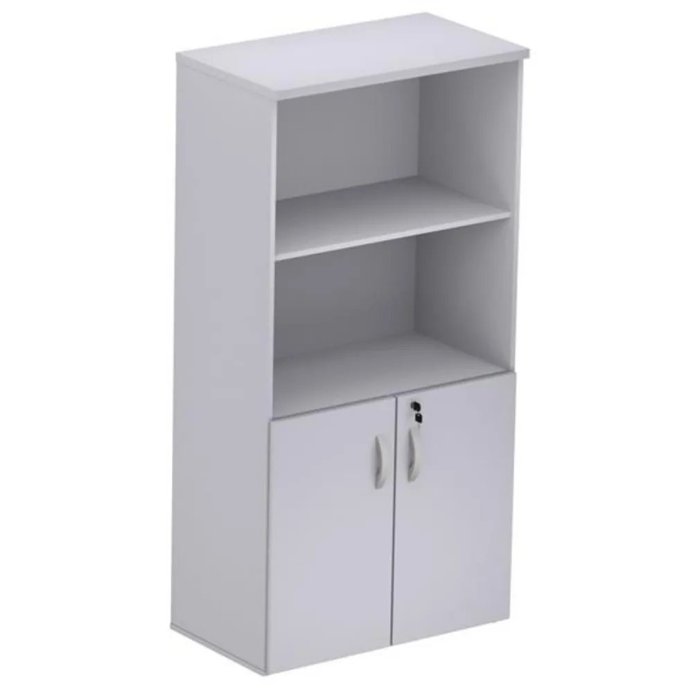 Armário Alto semi-aberto 15mm 2 Portas Escritório Multiuso Home Office 160x80x42cm com chave 1 prateleira interna 1 externa