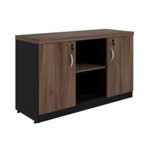 Armário Baixo 40mm Credenza com vão central, 74x120x42cm prateleiras internas Escritório Multiuso Home Office com chave
