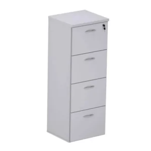 Arquivo de madeira 15mm, 4 gavetas para pasta suspensa, 126x45x42cm com chave