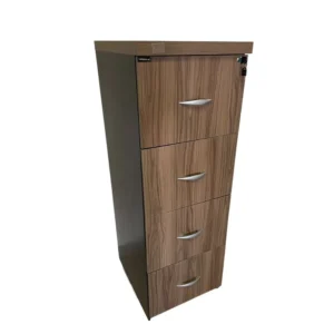 Arquivo de madeira 40mm, 4 gavetas para pasta suspensa, 126x45x42cm com chave