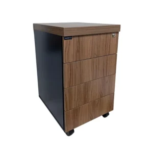 Gaveteiro Volante de madeira 4 Gavetas para Escritório com Rodízios, Tampo 40mm Reforçado, Organizador Corporativo para Home Office e Ambiente Profissional com chave