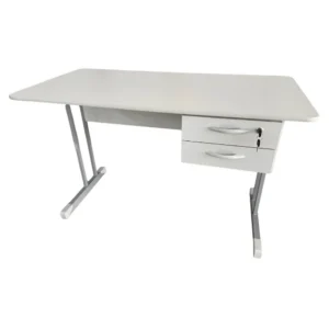 Mesa para Escritório escrivaninha Reta com 2 Gavetas Corporativa Home Office 120x60cm 15 mm pés duplos aço reforçado gaveteiro com chave