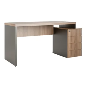 Mesa Reta para Escritório Home Office com Pé Painel Tampo MDP 40mm Reforçado e Estrutura 25mm com gaveteiro pedestal 4 gavetas com chave