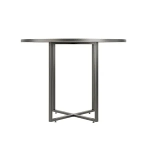 Mesa Reunião Escritório Corporativa redonda estilo Industrial 100cm diâmetro 4 a 6 Lugares Tampo de madeira 25mm pés em aço 30x20mm