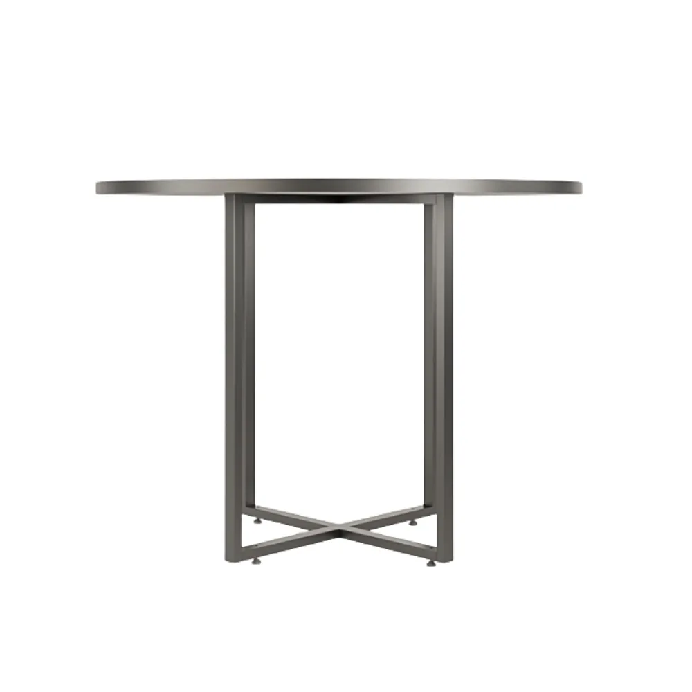 Mesa Reunião Escritório Corporativa redonda estilo Industrial 100cm diâmetro 4 a 6 Lugares Tampo de madeira 25mm pés em aço 30x20mm