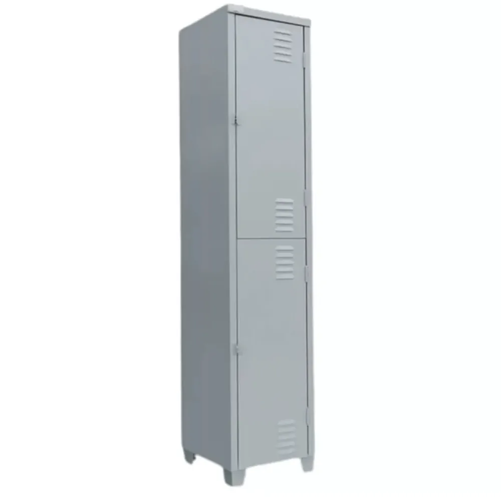 Roupeiro armário de aço 2 Portas Vestiário Academia Guarda Volume 198x33x40cm cor cinza epoxi