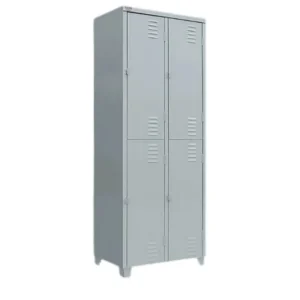 Roupeiro armário de aço 4 Portas grandes Vestiário Academia Guarda Volume 198x63x40cm cor cinza epoxi