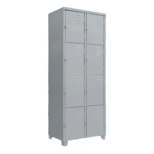 Roupeiro armário de aço 8 Portas Vestiário Academia Guarda Volume 198x63x40cm cor cinza epoxi