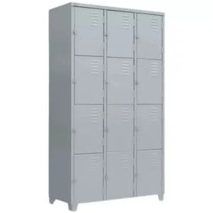Roupeiro armário de aço 12 Portas Vestiário Academia Guarda Volume 198x93x40cm cor cinza epoxi