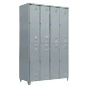 Roupeiro armário de aço 8 Portas grandes Vestiário Academia Guarda Volume 198x122x40cm cor cinza epoxi
