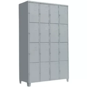 Roupeiro armário de aço 16 Portas Vestiário Academia Guarda Volume 198x122x40cm cor cinza epoxi