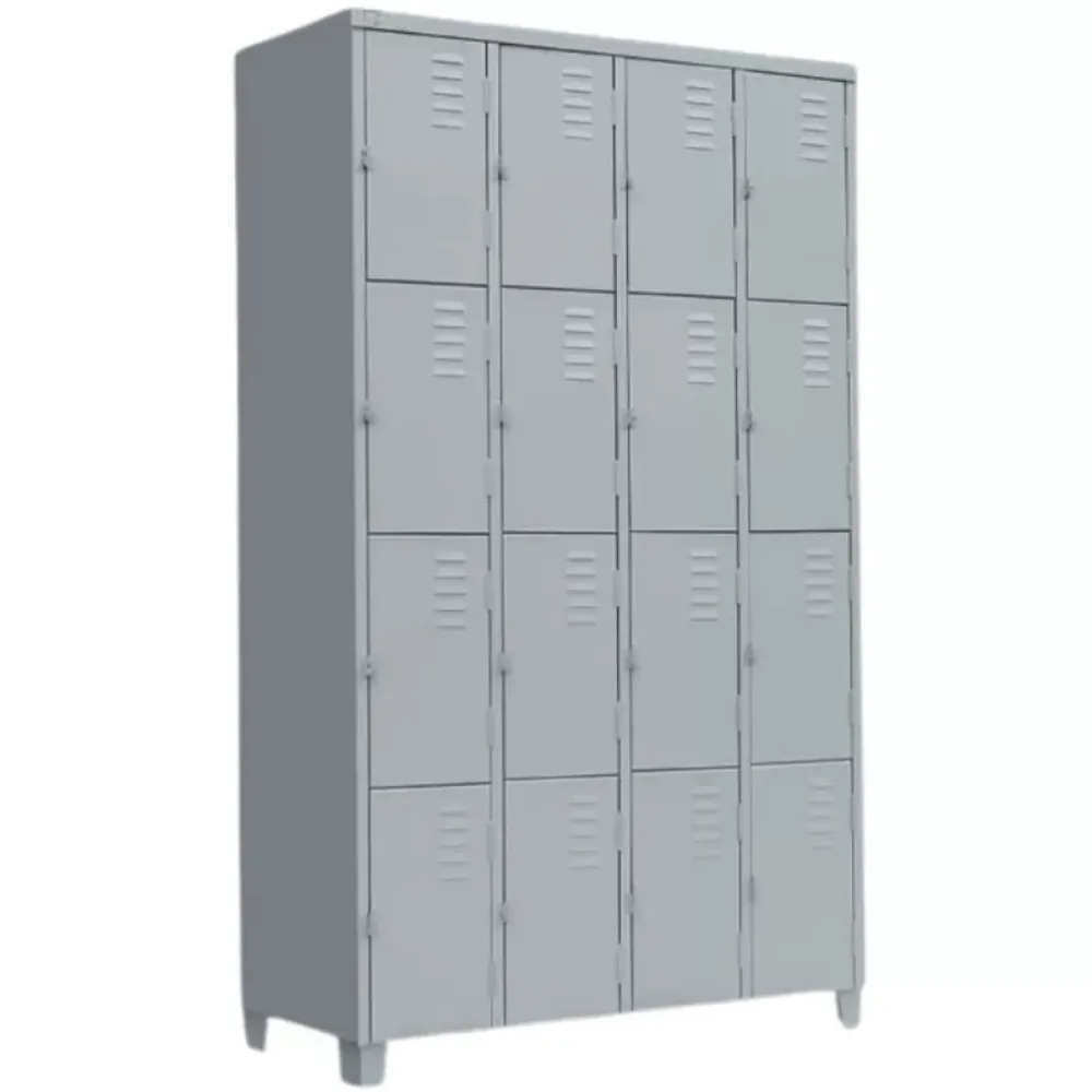 Roupeiro armário de aço 16 Portas Vestiário Academia Guarda Volume 198x122x40cm cor cinza epoxi
